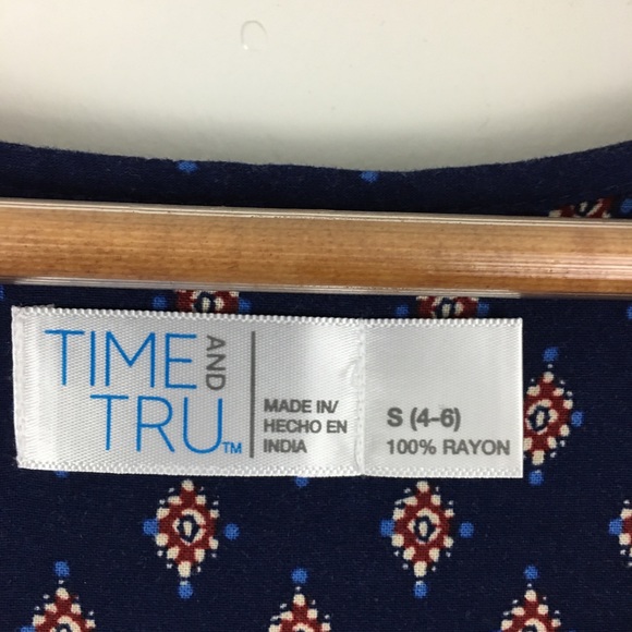 Time and Tru Boho Peasant Paisley Print Dress S - Picture 8 of 16